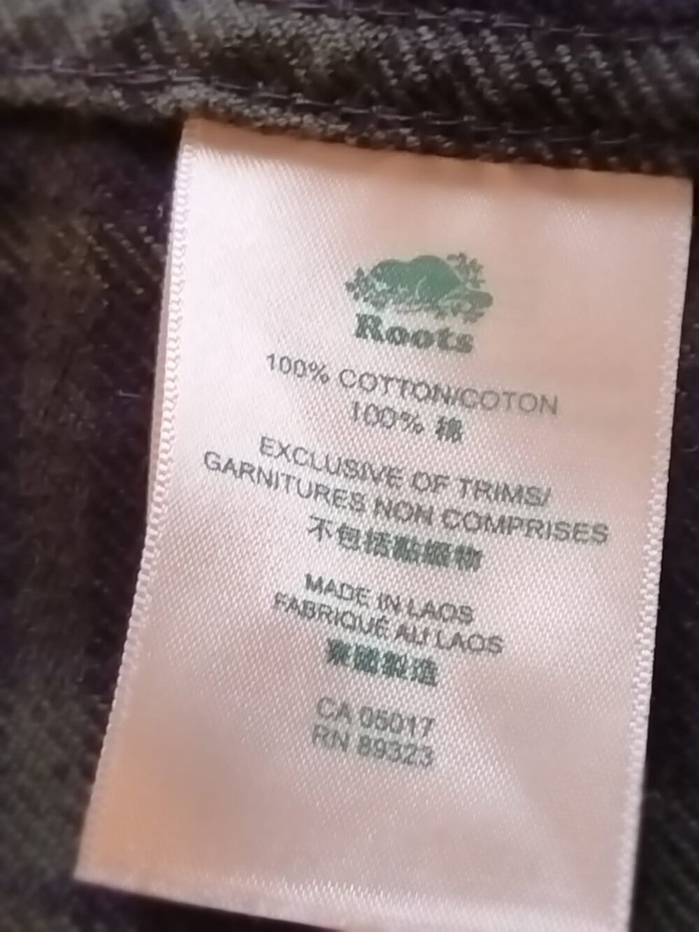 Roots Canada Flannel Plaid Shirt Green/Navy w/ Elbow Patches - Size L - Picture 3 of 14